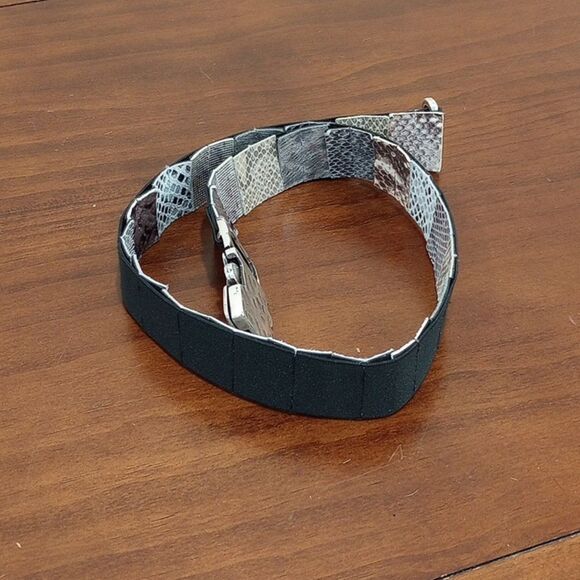 Suzi Roher Pieced Leather Snake Skin Elastic Belt, Vintage! main image 8